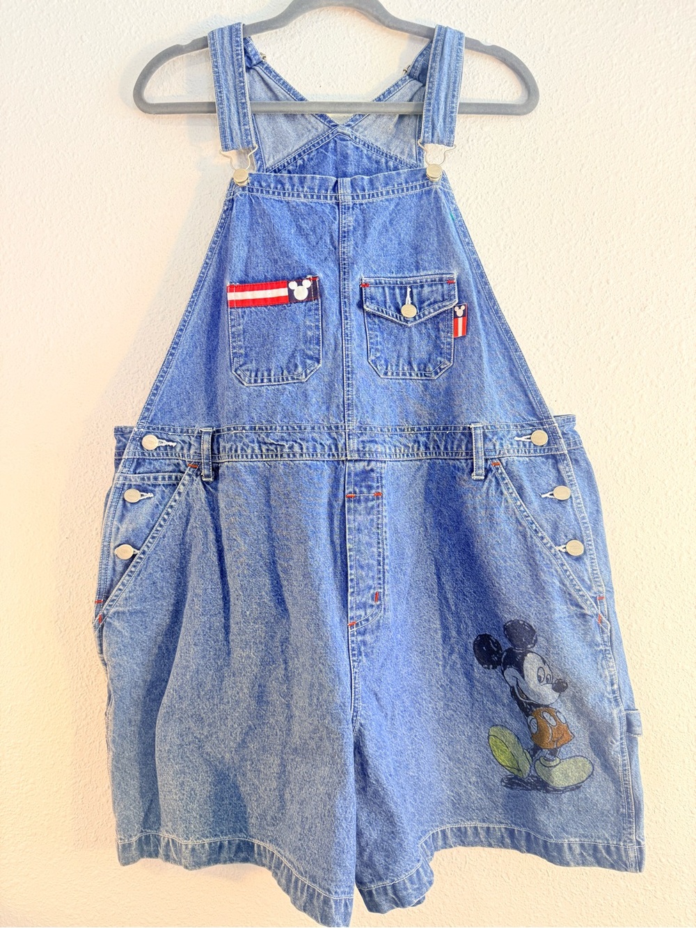 Vintage 90’s Y2K Mickey Unlimited Denim Overall Shorts Size 20W